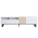 Modern TV Stand for 80'' TV with Double Storage Space Media Console Table Entertainment Center with Drop Down Door
