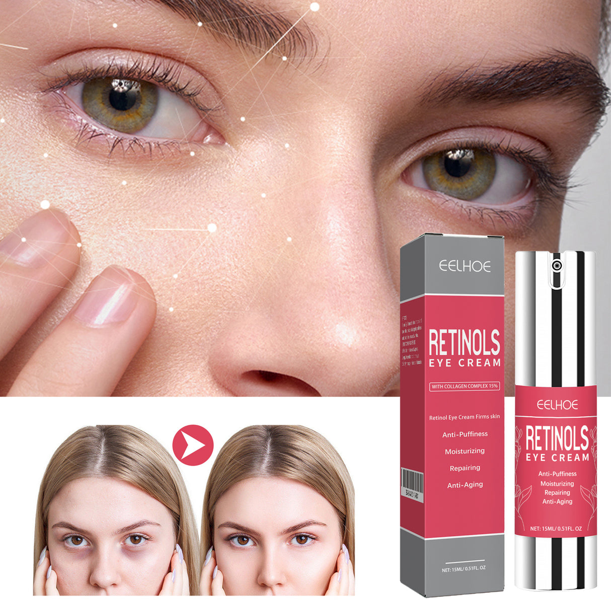 Retinol Eye Cream, Eye Skin Moisturizing Treatment Fade Fine Lines Dark Circles Elastic Firming Eye Cream - V.I.P Digital Presence