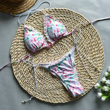 European and American sexy bikini print lace up split women's swimsuit - V.I.P Digital Presence