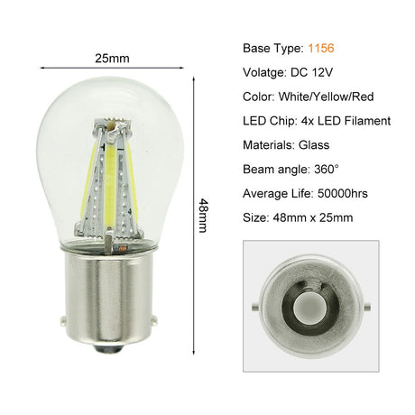 1pcs 1156 P21W BA15S 1157 BAY15D COB LED Filament Chip Car Brake Lights Auto Reverse Bulb Parking Lamp 12V Red White Yellow - V.I.P Digital Presence