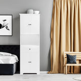 Tall Bathroom Cabinet with Four Doors, Large Storage Space Open Shelve, Upper Storage Cabinet, Whit - V.I.P Digital Presence