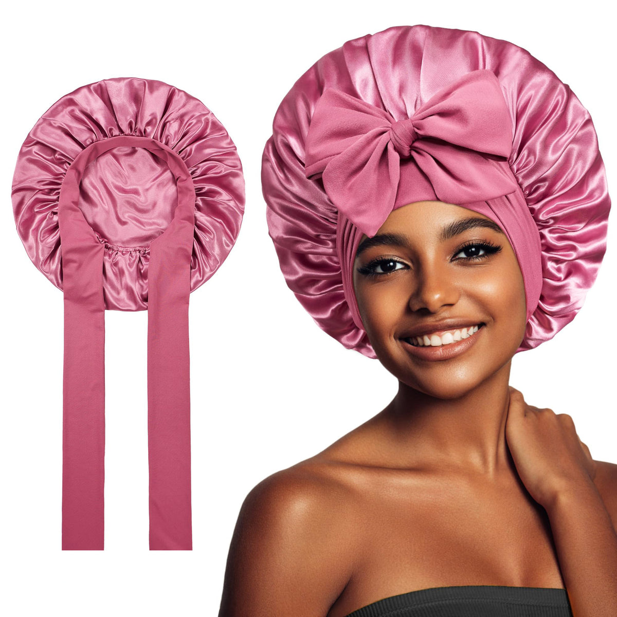 Elastic ribbon bow color Ding round hat solid color night cap wide-brimmed beauty hairdressing head scarf hat - V.I.P Digital Presence