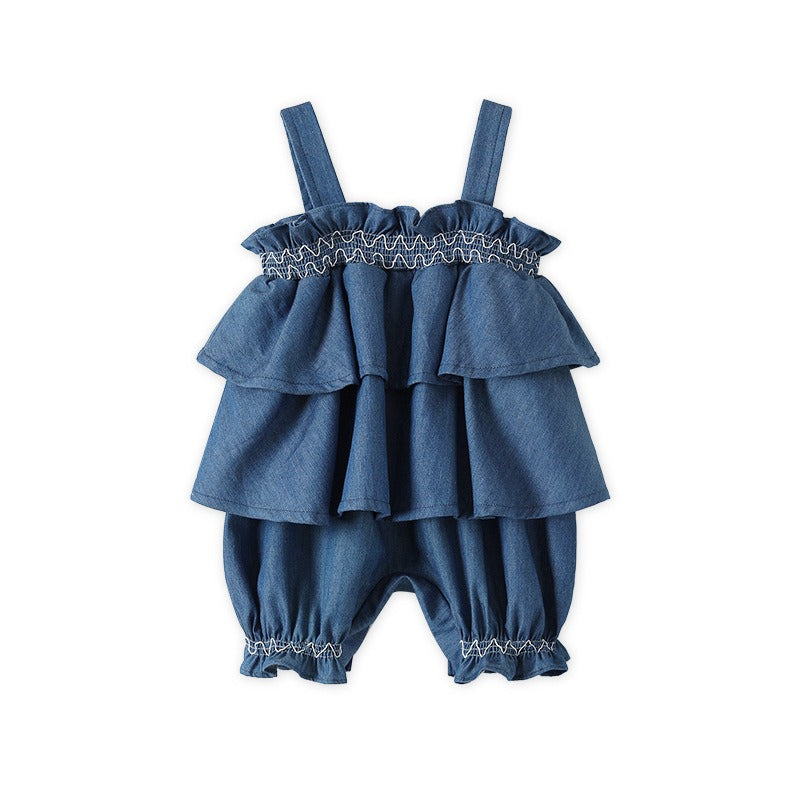 Children's Sling Jumpsuit Summer Netflix Models Baby Fake Two Pieces Harness Crawling Clothes Female Baby A Class Clothes - V.I.P Digital Presence
