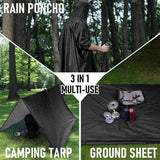Poncho impermeable militar 3 en 1 para exteriores, con capucha y mangas, impermeable, para motocicleta, camping, senderismo, viajes, ropa impermeable, tienda de campaña.