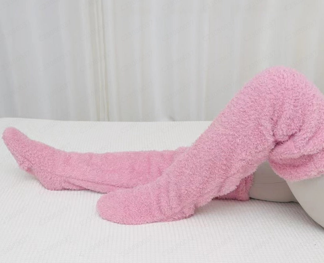 Indoor Plush Warmth Long Socks Cute Fuzzy Socks Over Knee Winter Leg Warmers Plush Sock Slippers Cozy Stocking - V.I.P Digital Presence