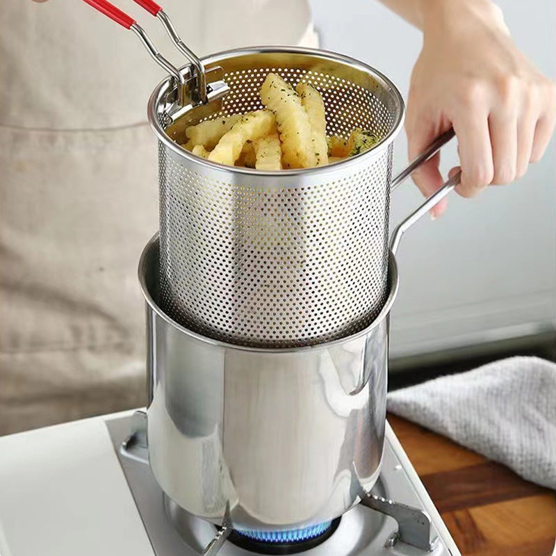 Oil Fryer, Household Deep Pot, Stainless Steel Gas Mini Pot, Japanese Style, with Filter Screen, Oil Saving Small Fryer - V.I.P Digital Presence