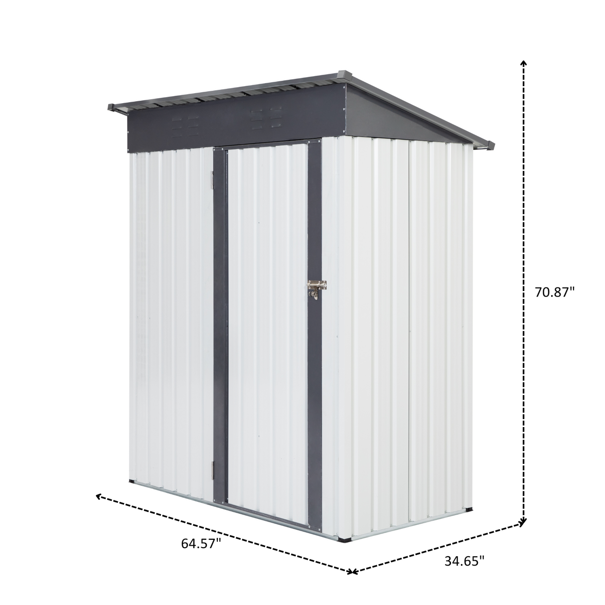 XWT016 Garden Metal Storage Lifter Shed Gray White 5x3x6ft outdoor storing tools Rainproof Hinge door version - V.I.P Digital Presence