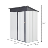 XWT016 Garden Metal Storage Lifter Shed Gray White 5x3x6ft outdoor storing tools Rainproof Hinge door version - V.I.P Digital Presence