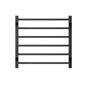 Towel Warmer 6 Bar Electric Heated Towel Rack Wall Mount Plug-in/Bath Towel Heater Matt-Black - Timer - V.I.P Digital Presence