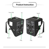 2019 , 3 USB + 1 Typc C International Power Adapter for Europe, UK, China, Australia, Japan and More 200 Countries Black Green - V.I.P Digital Presence