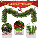 Christmas Tree Artificial Christmas 4-piece Set, including flower wreath, flower wreath, and 2 entrance trees, with LED lights - V.I.P Digital Presence