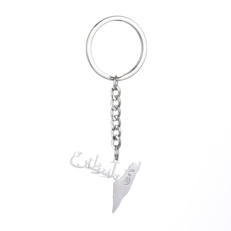 Israel Palestine Map Flag Drip Oil Stainless Steel Keychain Fashion Men's and Women's Stainless Steel Keys - V.I.P Digital Presence