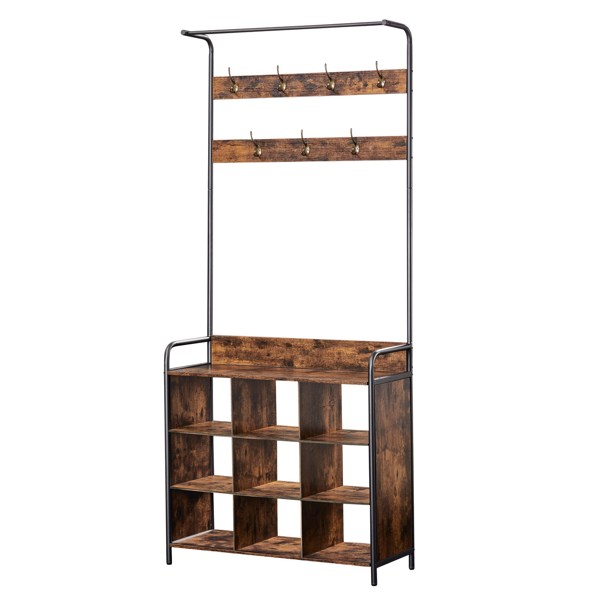 Coat Rack, Hall Tree with Shoe Rack for Entryway, 3-in-1 Entryway Coat Rack and Storage Rack, with 7 Hooks, a Hanging Rod - V.I.P Digital Presence