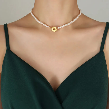 Titanium Steel Pearl Flower Necklace - V.I.P Digital Presence