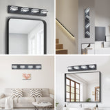 LED Modern Black Vanity Lights, 4-Lights Acrylic Matte Black Bathroom Vanity Lights Over Mirror - V.I.P Digital Presence