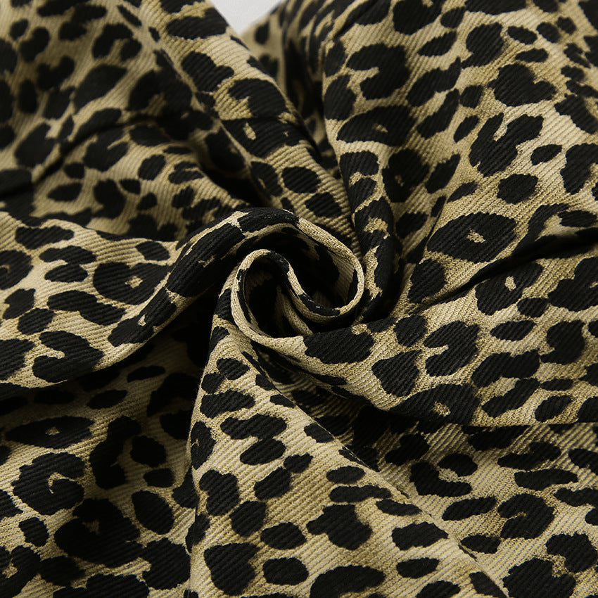 American retro leopard print casual pants with high waist design niche fashion loose and wide leg pants - V.I.P Digital Presence