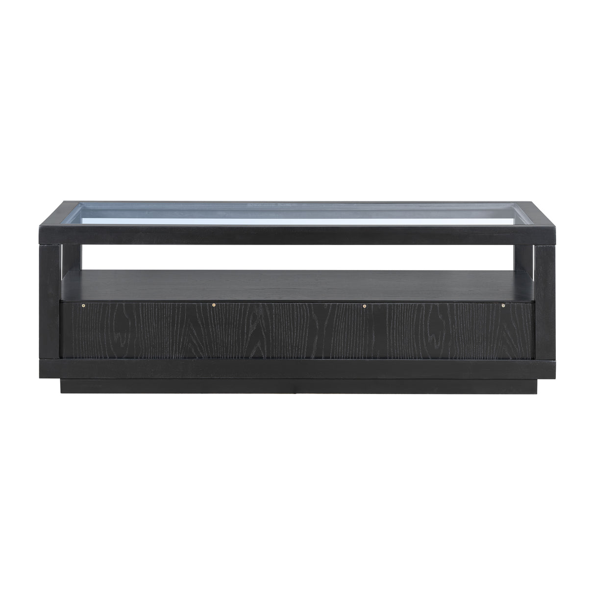 U-Can modern wooden coffee table with 2 drawers and minimalist display coffee table with transparent tempered glass - V.I.P Digital Presence