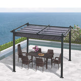 10x10 Ft Outdoor Patio Retractable Pergola With Canopy Sunshelter Pergola for Gardens,Terraces,Backyard,Gray - V.I.P Digital Presence
