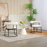 COOLCOOL Boucle dining chair set of two, medieval modern curved backrest chair, round cushion (beige Boucle) - V.I.P Digital Presence