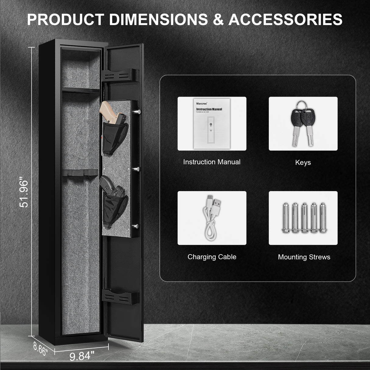 5 gun safes with 3 pistol pockets, quick access biometric adjustable heavy-duty gun rack mounted gun safes - V.I.P Digital Presence