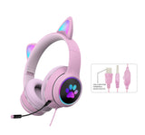 AKZ-022 RGB Luminous Cat Ear Headset Wired Headset Gaming Computer Learning Headset