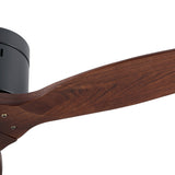 52" YUHAO Farmhouse Rustic Ceiling Fan without Light - Matte Black with Solid Wood Blade - V.I.P Digital Presence
