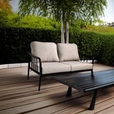 2PC Outdoor Aluminum Patio Furniture Modern Loveseat Sofa Conversation/Chat Set - V.I.P Digital Presence