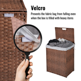 Laundry Hamper With Lid PE Rattan Powder Coating Frame Clothes Hampers with 02 Removable Bags, 100L, Brown Color - V.I.P Digital Presence