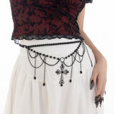 Dark Wind Cross Iron Chain Waist Chain Multi layer Versatile Tassel Crystal Body Chain Female - V.I.P Digital Presence