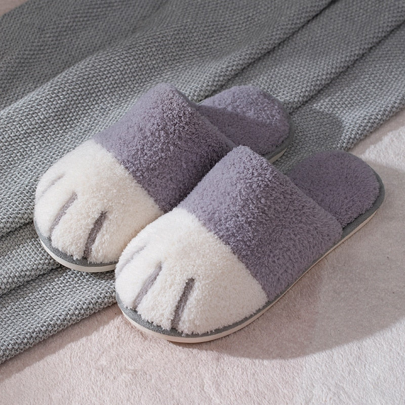 Winter House Warm Fur Slipers For Women Cute Cat paw Designer Bedroom Warm Plush Shoes Non-slip Indoor Women Furry Slippers - V.I.P Digital Presence