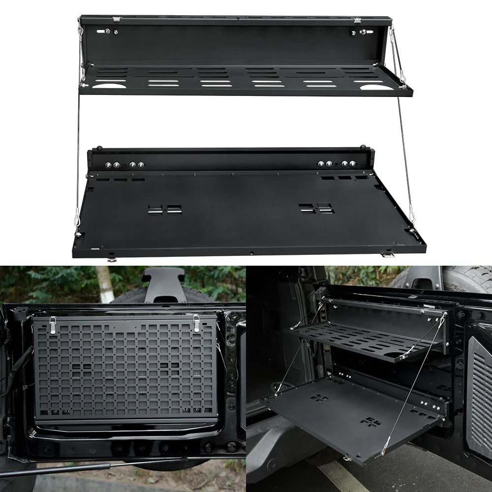 Tailgate Table & MOLLE Panel For Ford Bronco(2021-2024) - 2-Tier Camping Rack - V.I.P Digital Presence