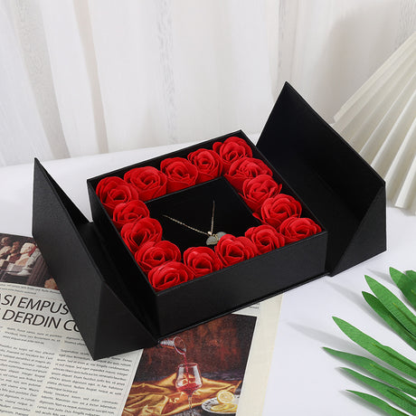 Double door 16 roses eternal flower gift box holiday necklace ring bracelet Valentine's Day jewelry packaging box - V.I.P Digital Presence