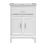 24" Bathroom Vanity with Sink, Bathroom Vanity Cabinet with One Flip Drawer and Doors, Solid Wood and MDF, White - V.I.P Digital Presence