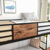Bunk Bed Twin Over Twin Size Metal Bunk Bed with Ladder and Full-Length Guardrail Metal Bunk Bed Black - V.I.P Digital Presence