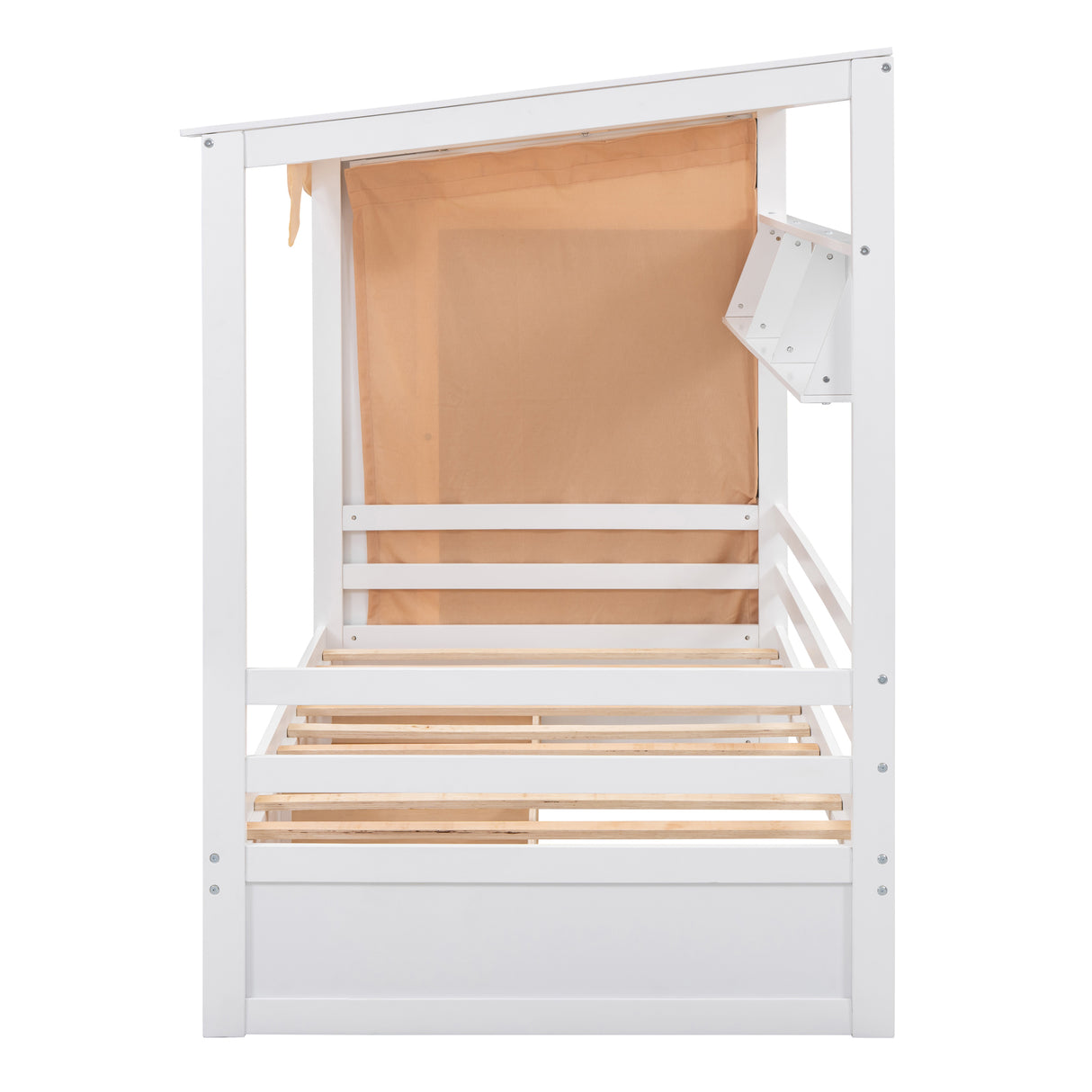 Twin size House Bed with Two Drawers and Wardrobe,White - V.I.P Digital Presence