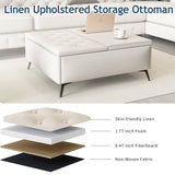 35 inch Wide Square storage benches Coffee Table with Lift Top Oversized Storage Ottoman in Upholstered for Living Room - V.I.P Digital Presence