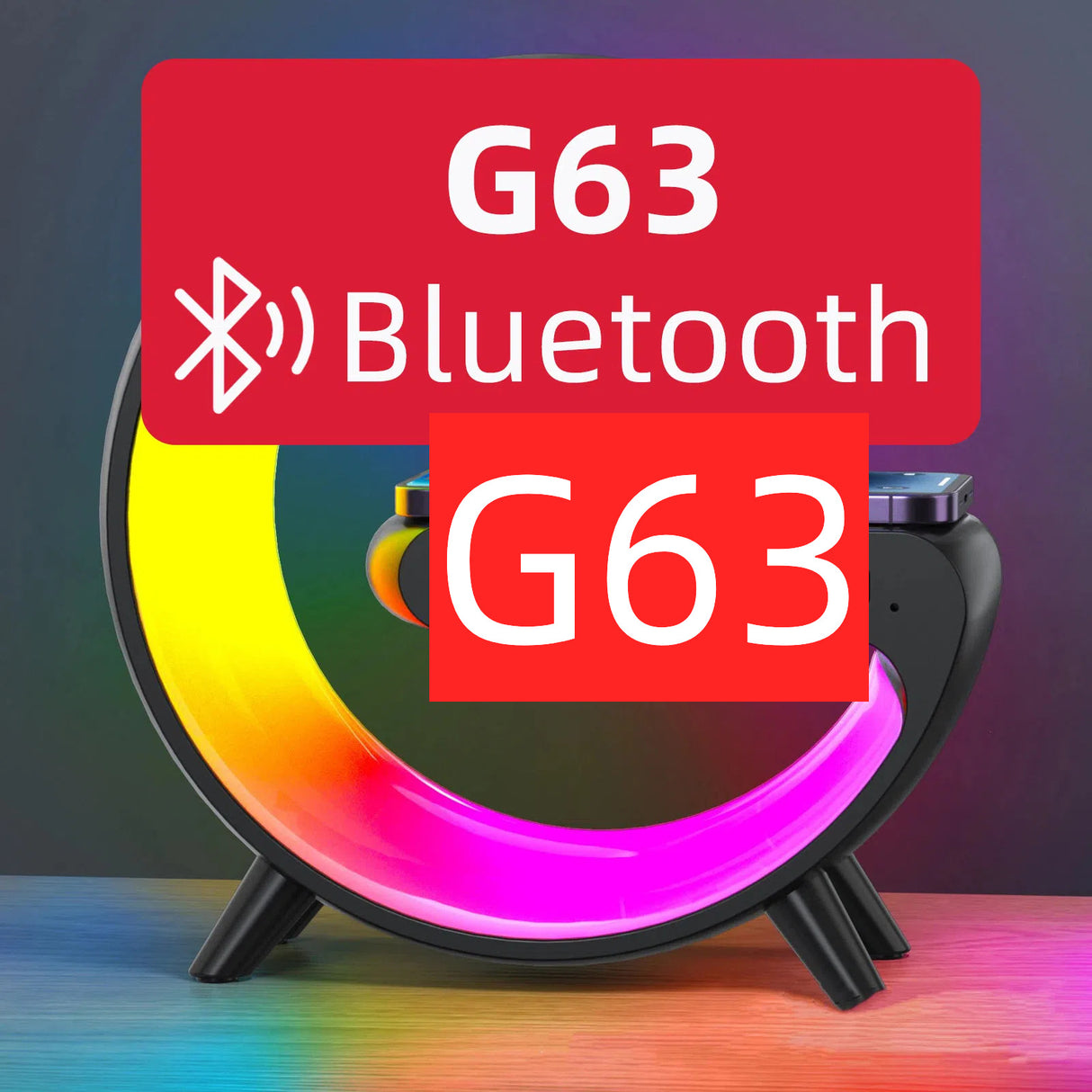 Bluetooth Speaker G63 Colorful Lights Clock Wireless Charging Multifunctional Bluetooth Speaker Colorful Atmosphere Alarm Clock - V.I.P Digital Presence