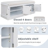 TREXM storage table with 4 adjustable doors and shelves, detachable padded shoe stand (white) - V.I.P Digital Presence