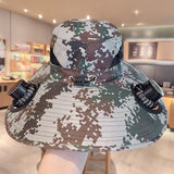 Solar powered fan large brim hat men's outdoor sunshade hat mountain climbing fisherman hat - V.I.P Digital Presence