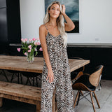 Sexy Wide-Leg Printed Jumpsuit with Strap for Women - V.I.P Digital Presence