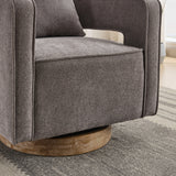 29.1"W Swivel Accent Open Back Chair Modern Comfy Sofa Chair With Weathered Base (Charcoal,Linen Blend) - V.I.P Digital Presence