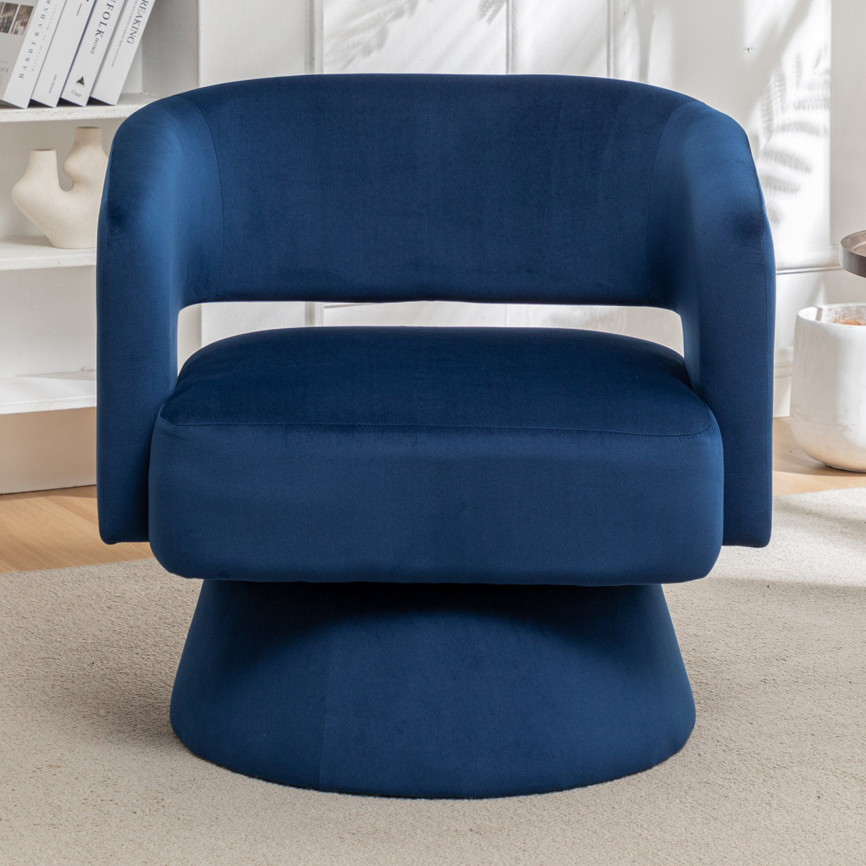 Swivel Barrel Chair, Velvet Accent Armchair 360 Degree Swivel Club Chair for Living Room Bedroom Reception Room - V.I.P Digital Presence