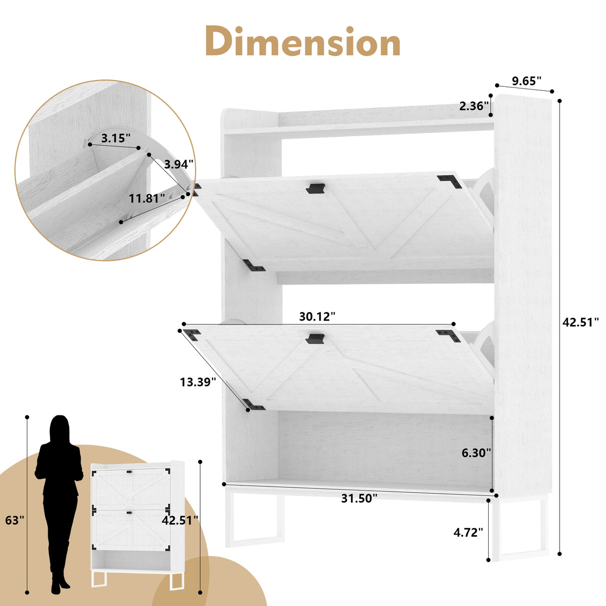 Shoe Cabinet with 2 Flip Drawers,Shoe Storage Cabinet for Entryway,Freestanding Shoe Cabinet Organizer with Open Storage White - V.I.P Digital Presence