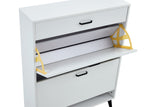 Shoe Cabinet , Shoe storage shelves, metal leg, White - V.I.P Digital Presence