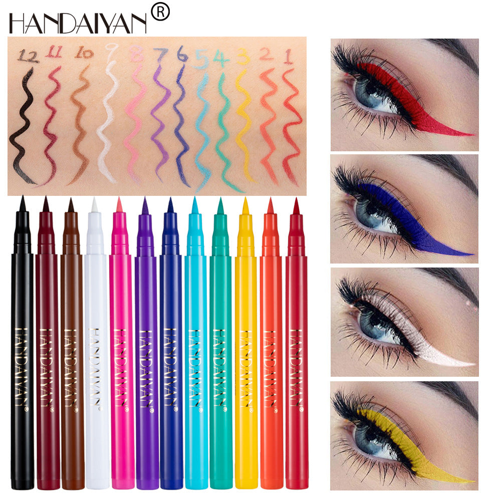 HANDAIYAN 12 Color Matte Color Eyeliner Quick-Drying And Not Easy To Smudge Liquid Eyeliner Pen 12 Pack Eyeliner - V.I.P Digital Presence