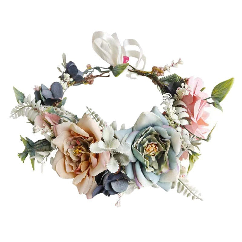 Korean garland headdress fresh big Peony corolla walk show dance headdress holiday pastoral props hair band - V.I.P Digital Presence