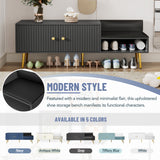 Modern Shoe Storage Bench with Hidden Storage and Upholstered Cushions for Bedside, Living Room and Entryway (Gray) - V.I.P Digital Presence
