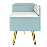 Modern Shoe Storage Bench with Hidden Storage and Upholstered Cushions for Bedside, Living Room and Entryway (Tiffany Blue) - V.I.P Digital Presence