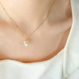 Titanium Steel Bow & Bead Pendant Necklace - V.I.P Digital Presence