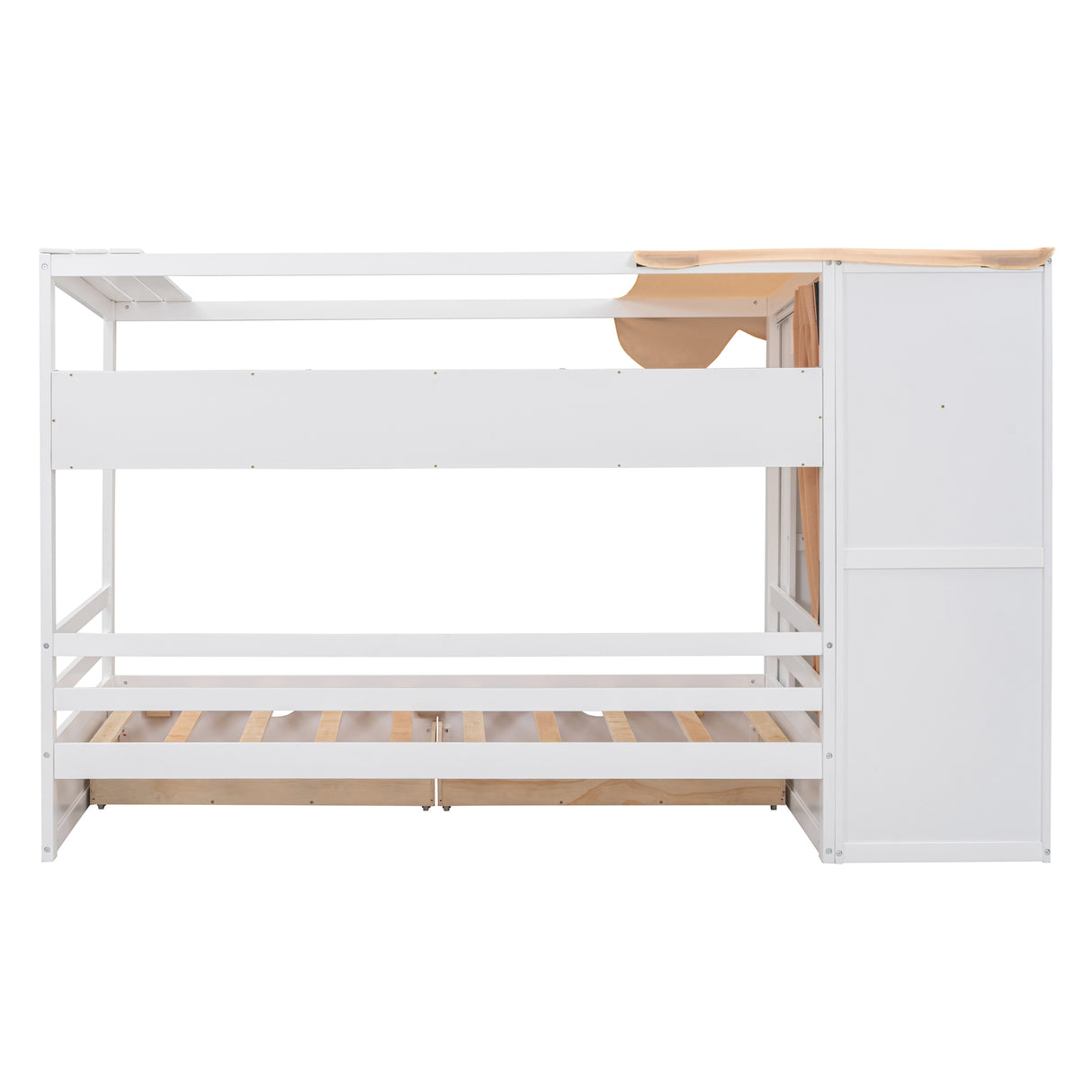 Twin size House Bed with Two Drawers and Wardrobe,White - V.I.P Digital Presence